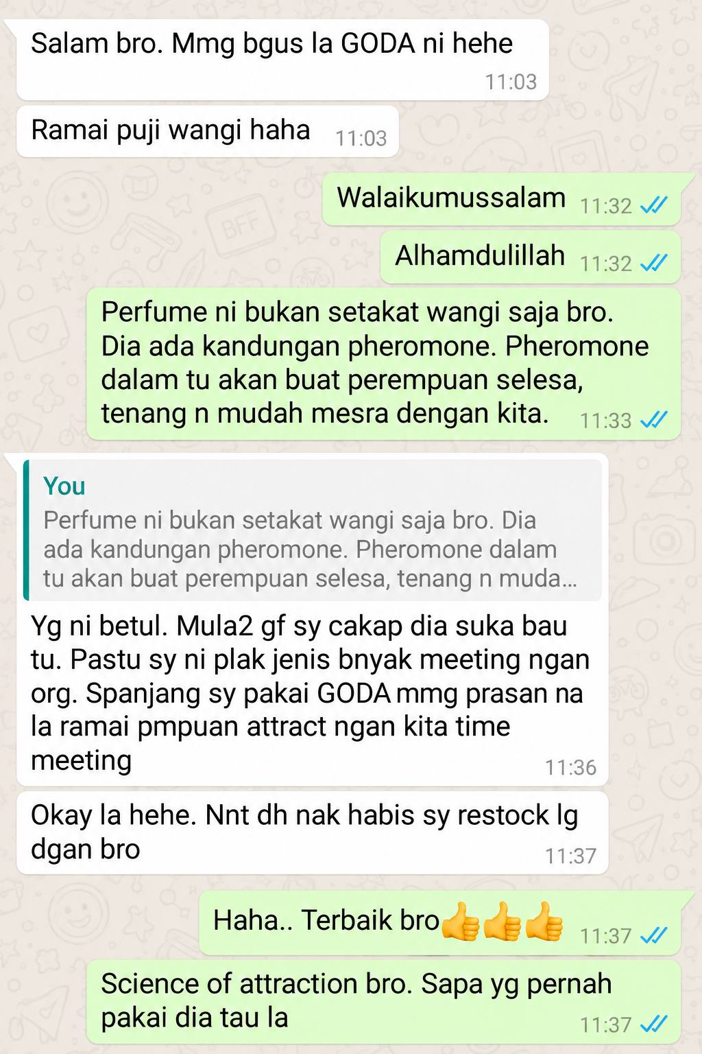 Screenshot testimoni pelanggan GODA 6